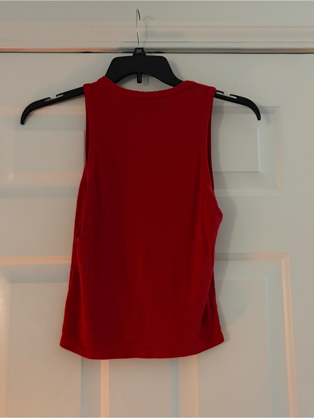 Red Ribbed Henley Tank Top - Picture 3 of 3